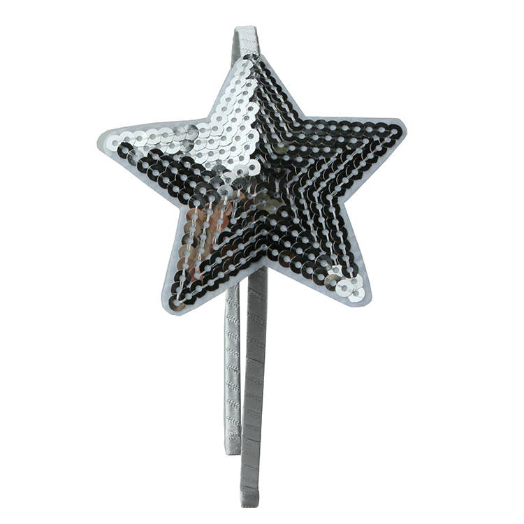 Large Sequin Star Headband: Silver