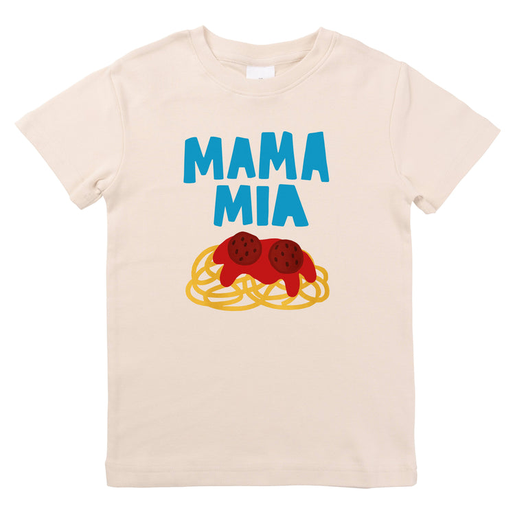 Mama Mia Italian Food Spaghetti Funny Baby Kids Organic Tee: Beige