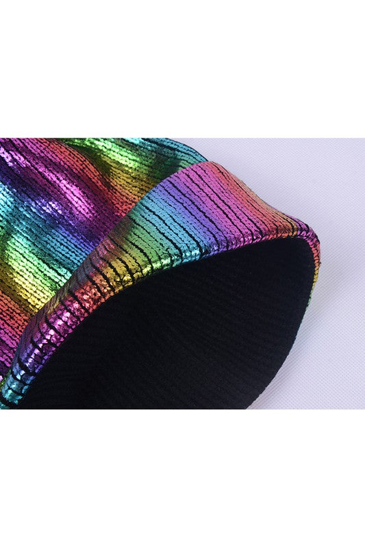 Metallic Pom Pom Hat