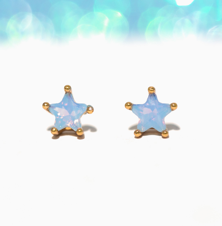 Milky Blue Star Studs