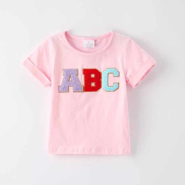 Back To School ABC Chenille Applique Cotton Top