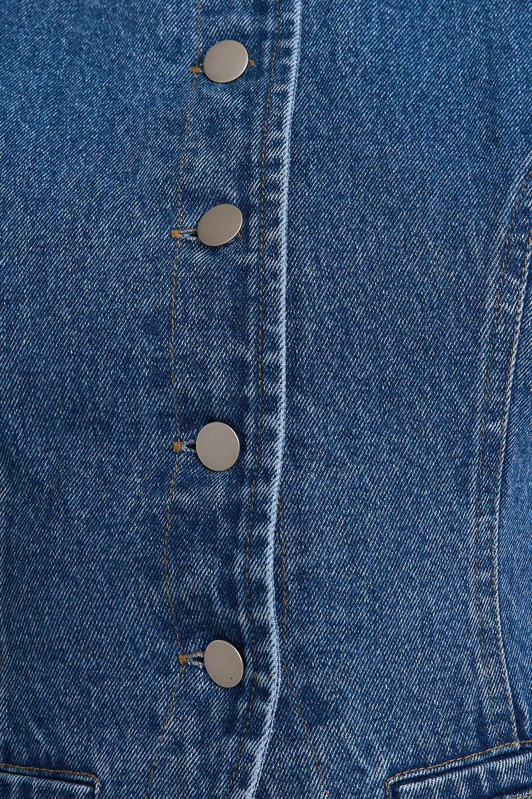 Button Front Denim Vest