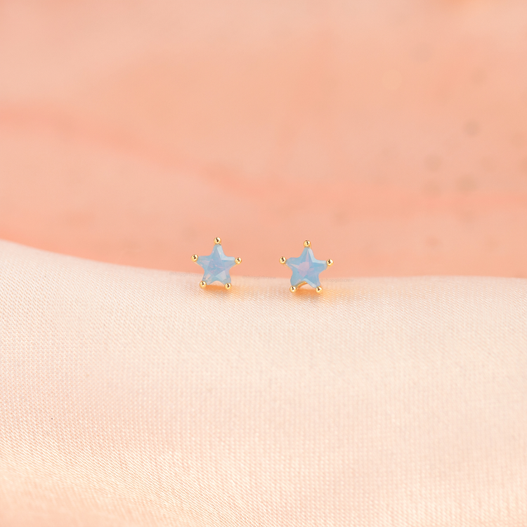 Milky Blue Star Studs