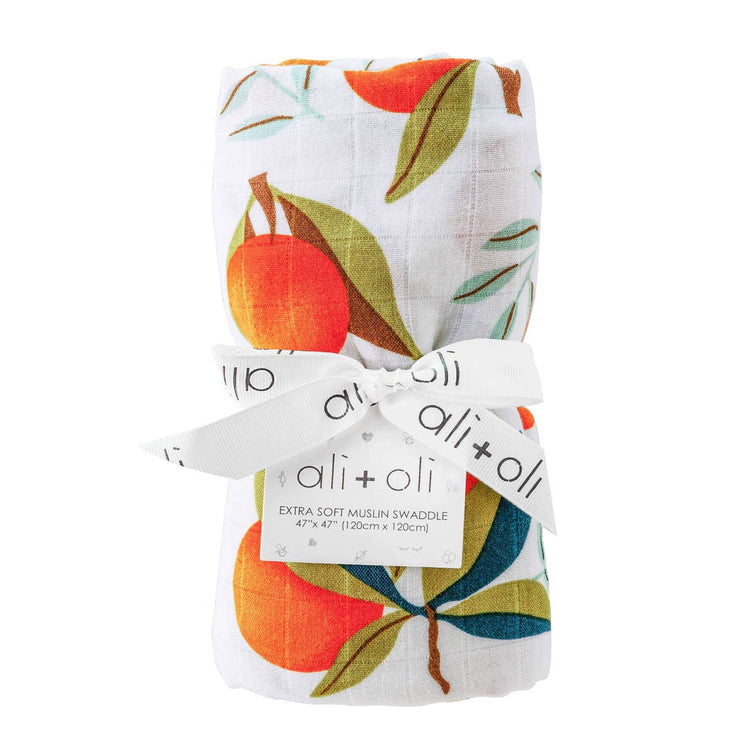 Bamboo Muslin Swaddle Blanket Tangerine
