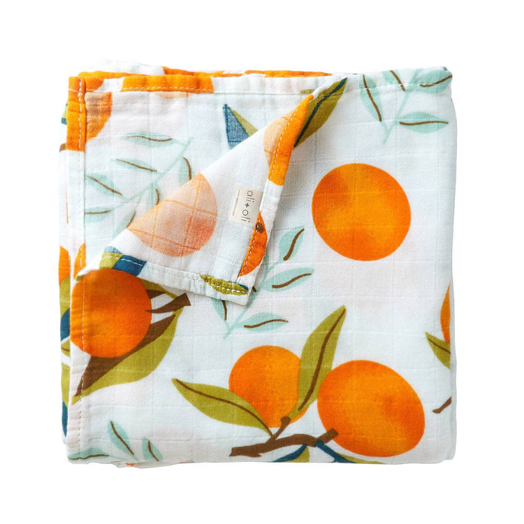 Bamboo Muslin Swaddle Blanket Tangerine
