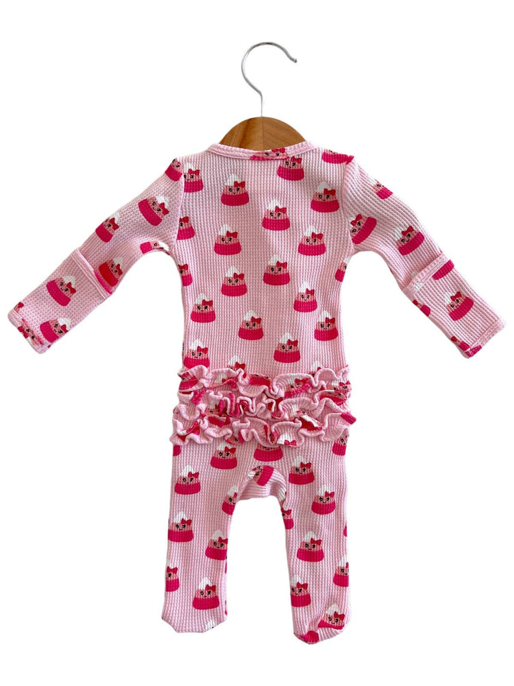 Organic Waffle Ruffle Zip Footie, Miss Candy Corn