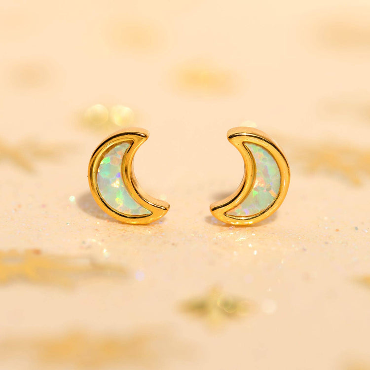 Mini Opal Moon Studs