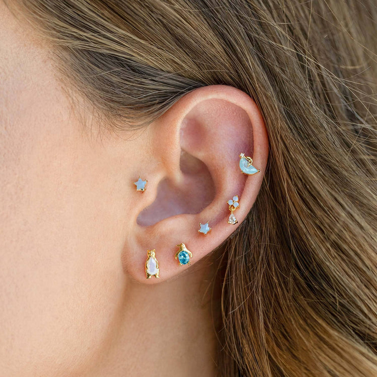 Milky Blue Star Studs