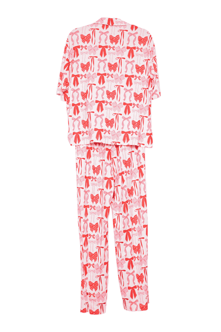 Mamas Pink & Red Coquette Bows Pajama Pants Set