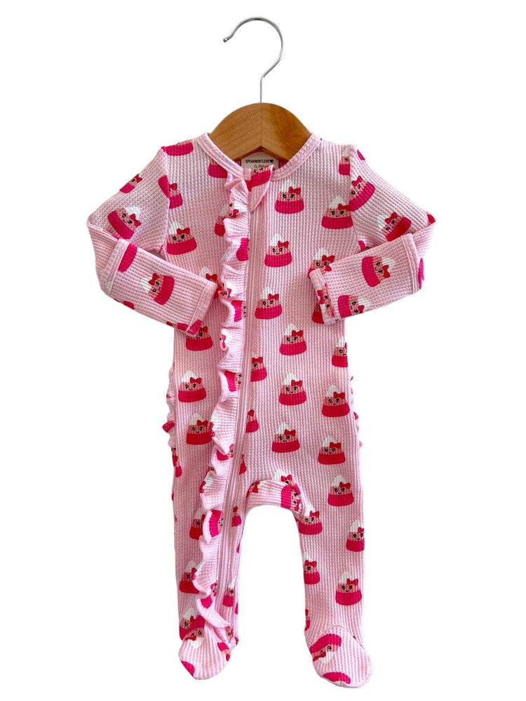 Organic Waffle Ruffle Zip Footie, Miss Candy Corn
