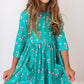 Christmas Candy 3/4 Sleeve Pocket Twirl Dress