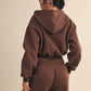 Cozy Cocoa Fleece Oversized Crop Full Zip Hoodie