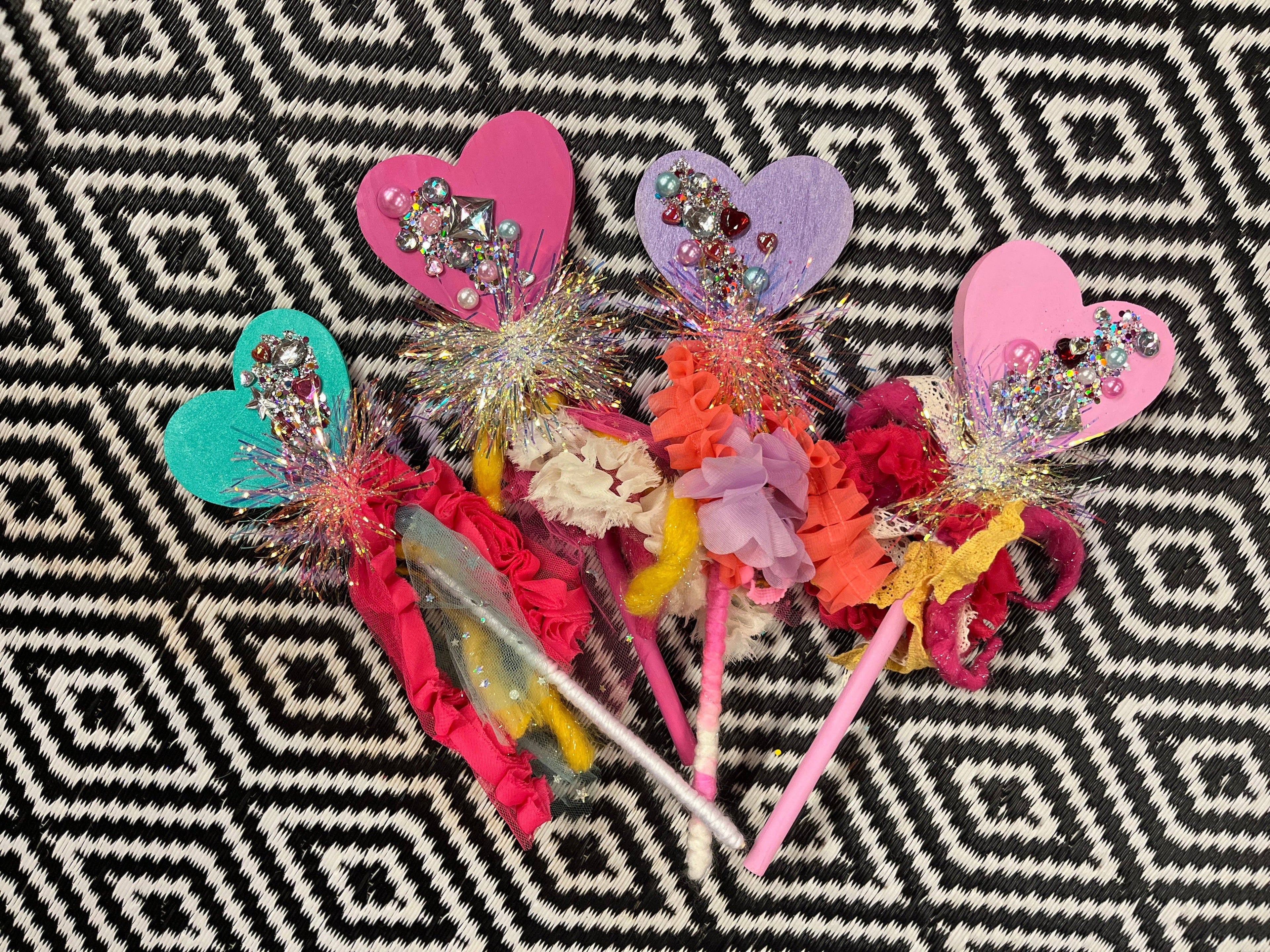 Heart Wands play wood glitter dress-up