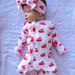 Organic Waffle Ruffle Zip Footie, Miss Candy Corn