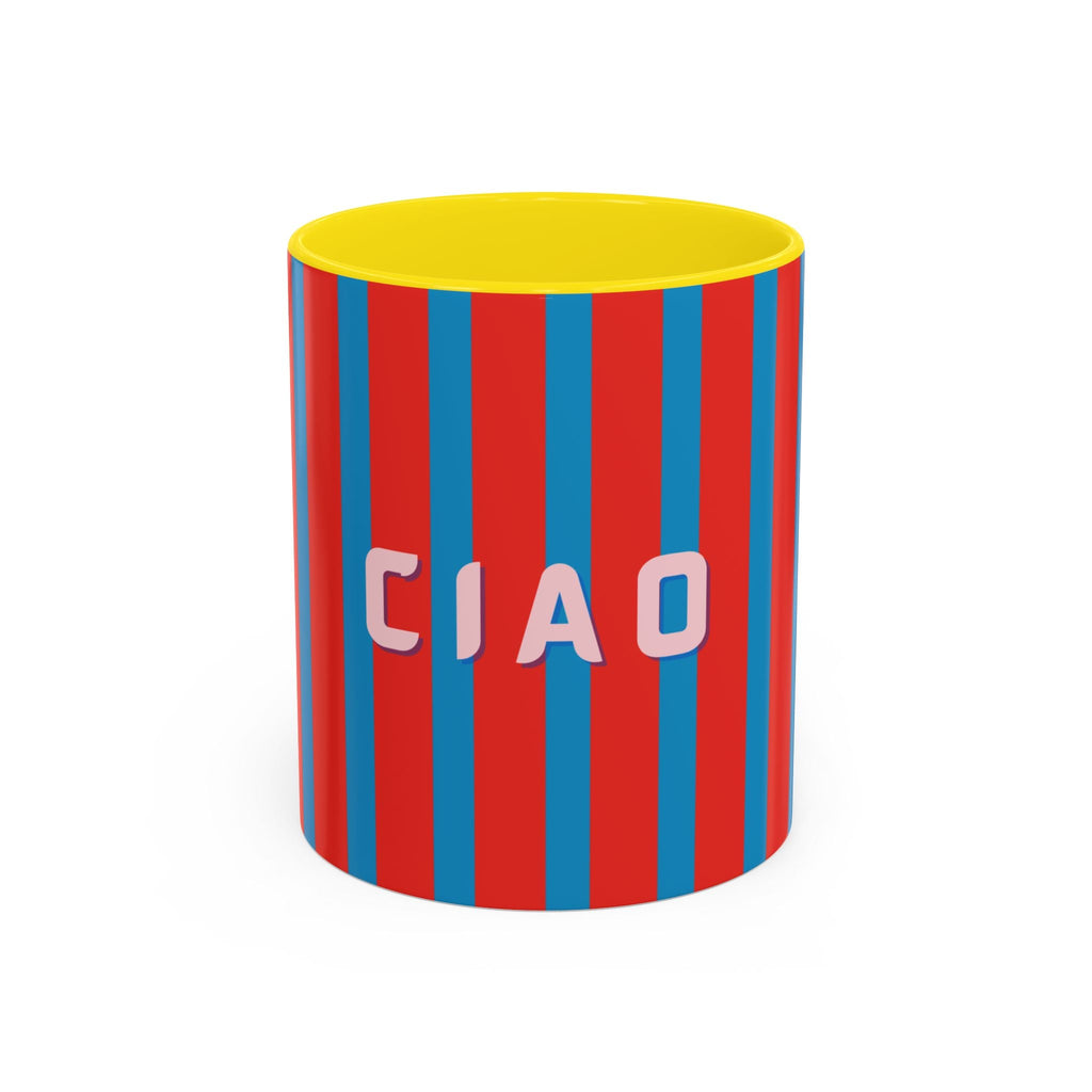 Ciao Accent Coffee Mug | Colorful Striped Ceramic Cup