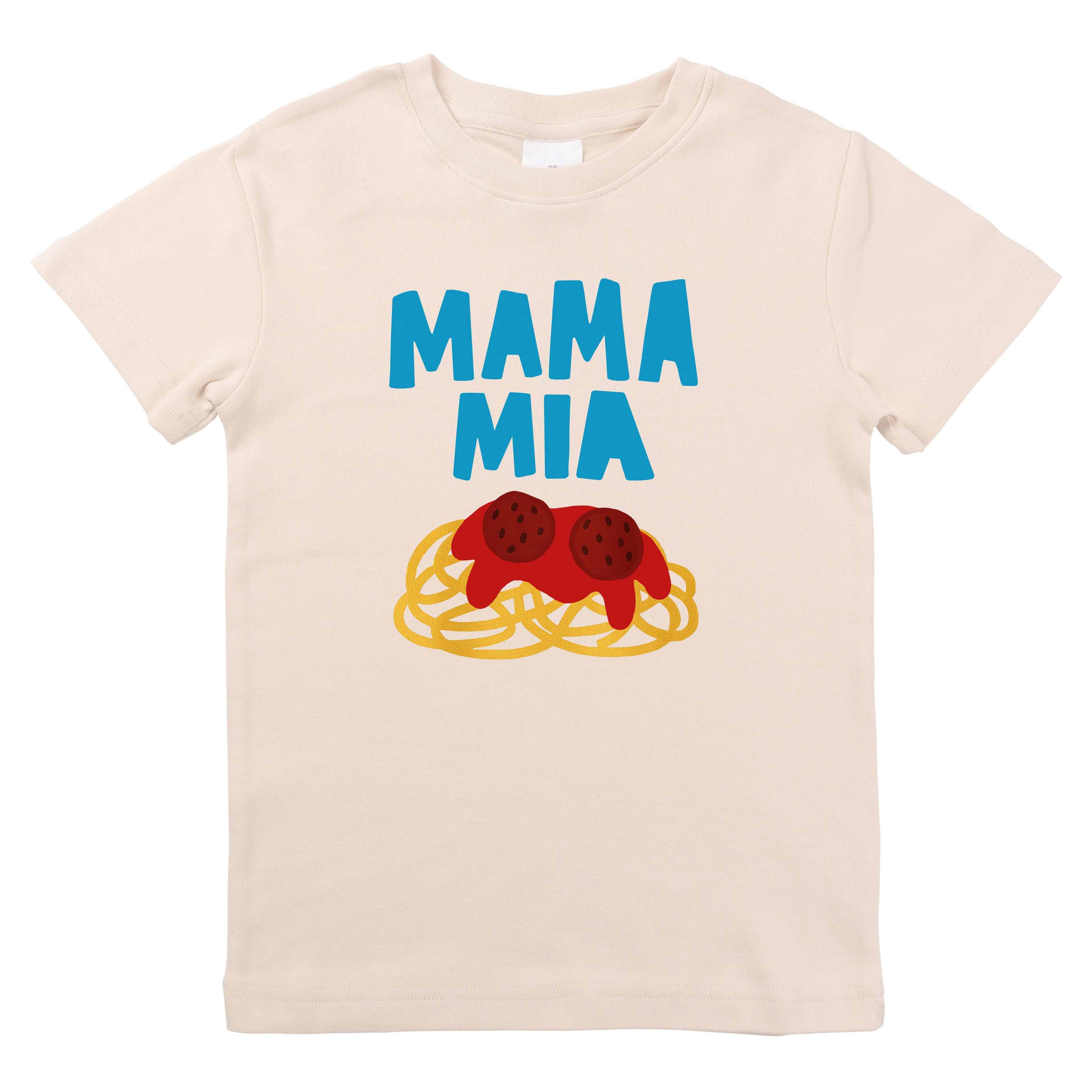 Mama Mia Italian Food Spaghetti Funny Baby Kids Organic Tee: Beige