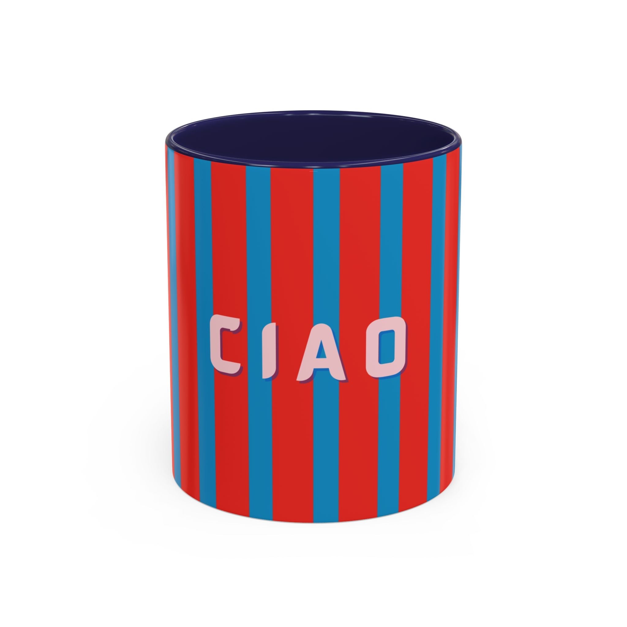 Ciao Accent Coffee Mug | Colorful Striped Ceramic Cup