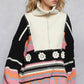 High collar half zipper rainbow pullover