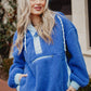 Blue Two-Toned Sherpa Fleece Wholesale Pullover