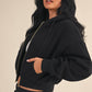 Cozy Cocoa Fleece Oversized Crop Full Zip Hoodie