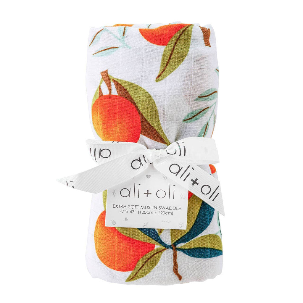 Bamboo Muslin Swaddle Blanket Tangerine