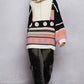 High collar half zipper rainbow pullover