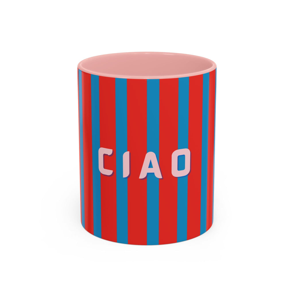 Ciao Accent Coffee Mug | Colorful Striped Ceramic Cup