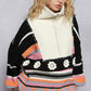 High collar half zipper rainbow pullover