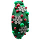 Holiday Snowflake Green Jewel Pearl Knot Headband