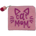 Pink Cat Mom Beaded Coin Pouch