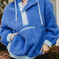 Blue Two-Toned Sherpa Fleece Wholesale Pullover