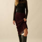 Cranberry Leopard Mesh Straight Maxi Skirt