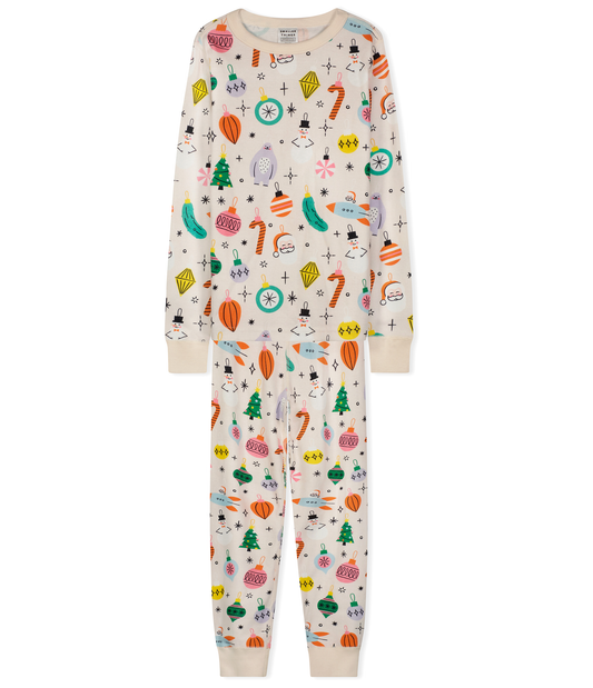 Vintage Ornament Holiday Kids Pajama Set