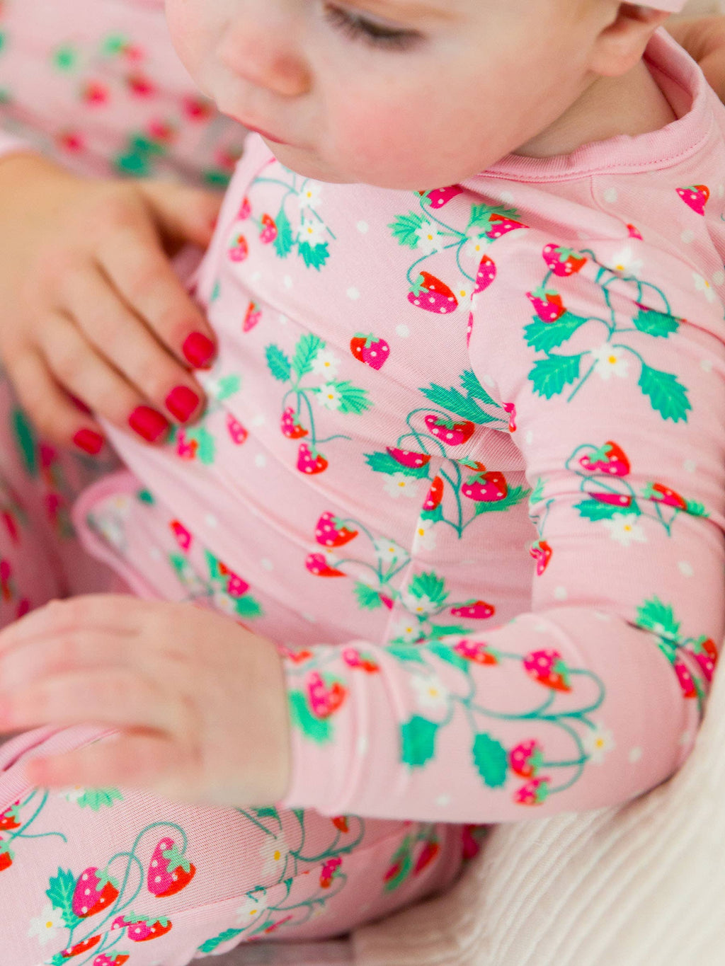 Baby Girls Sweet As Strawberries Bamboo footie pj