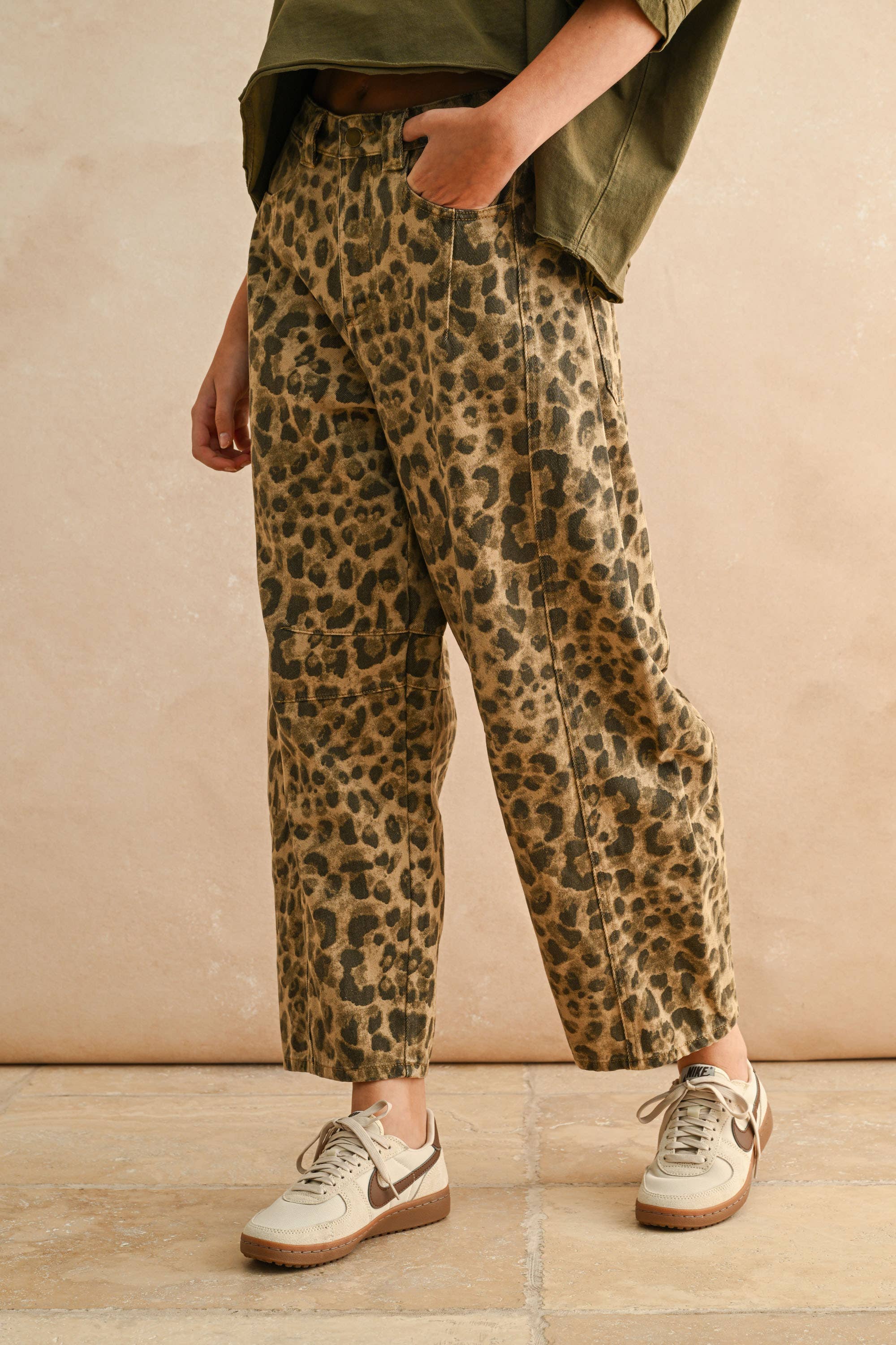 Leopard Barrel Jeans