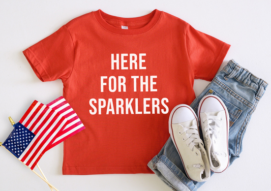 Here for the Sparklers | Kids 4th of July Tee: Red