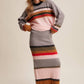 Striped Fuzzy Knit Sweater & Skirt Set