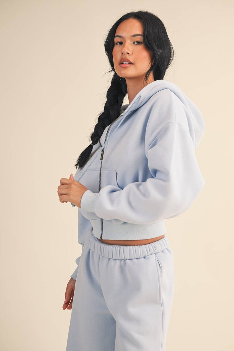 Cozy Cocoa Fleece Oversized Crop Full Zip Hoodie