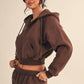 Cozy Cocoa Fleece Oversized Crop Full Zip Hoodie