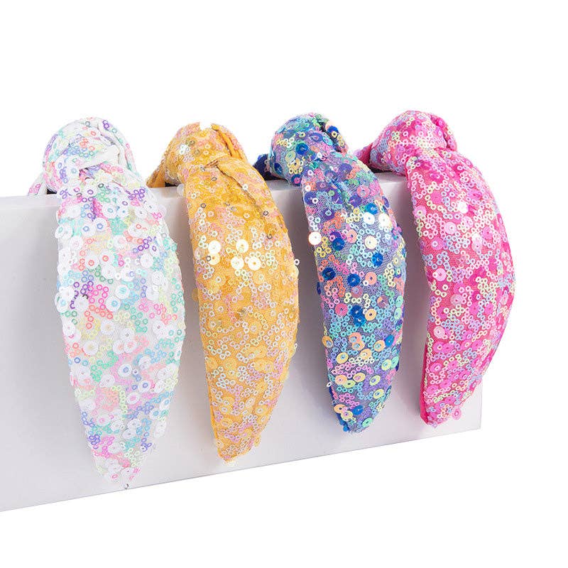 Sequin Knot Headband Pink