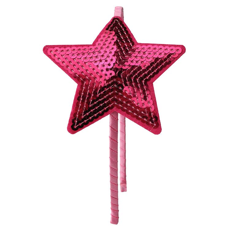 Large Sequin Star Headband: Hot pink