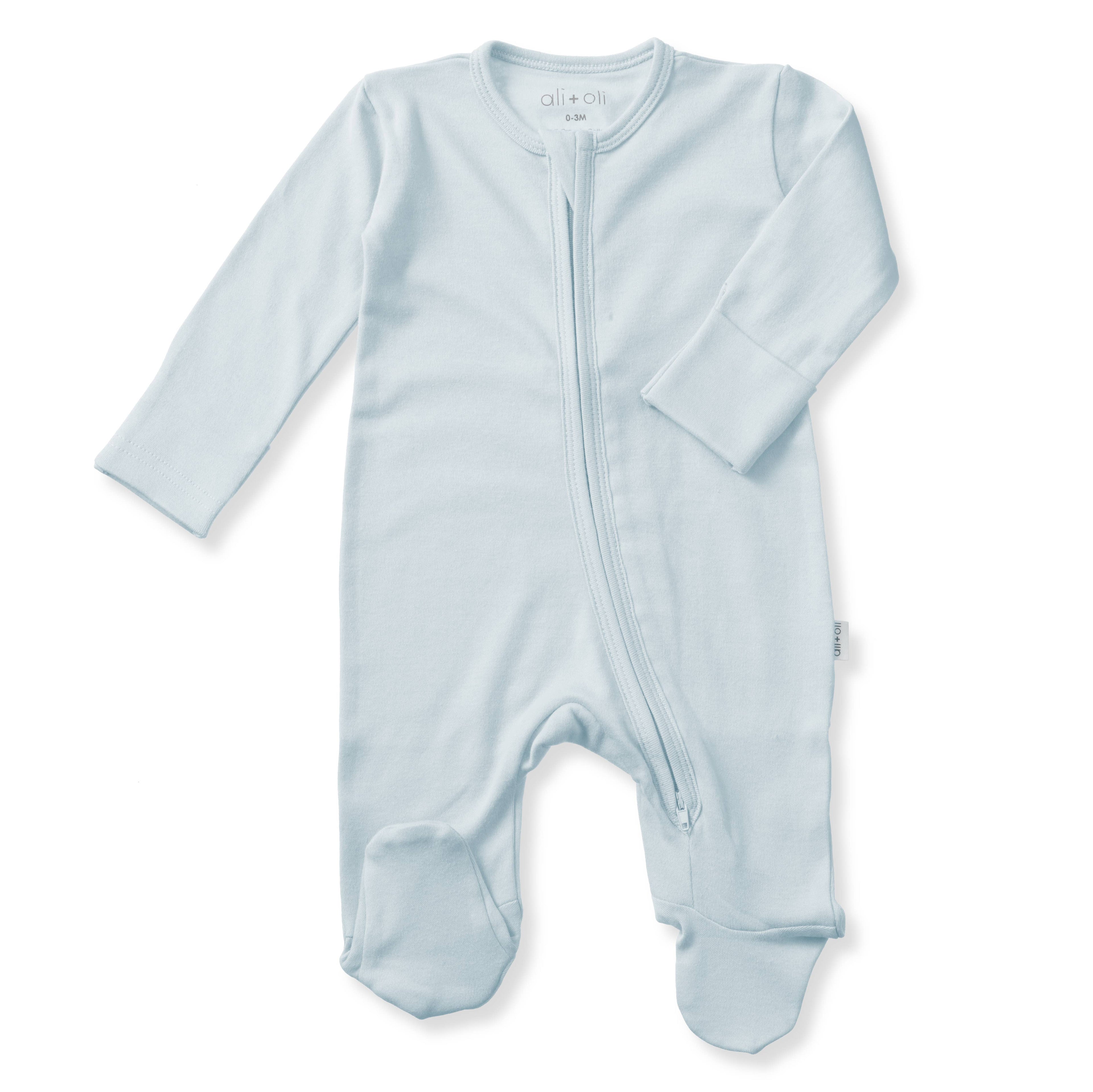Baby Blue Footie 2-Way Zipper – Organic Cotton PJ