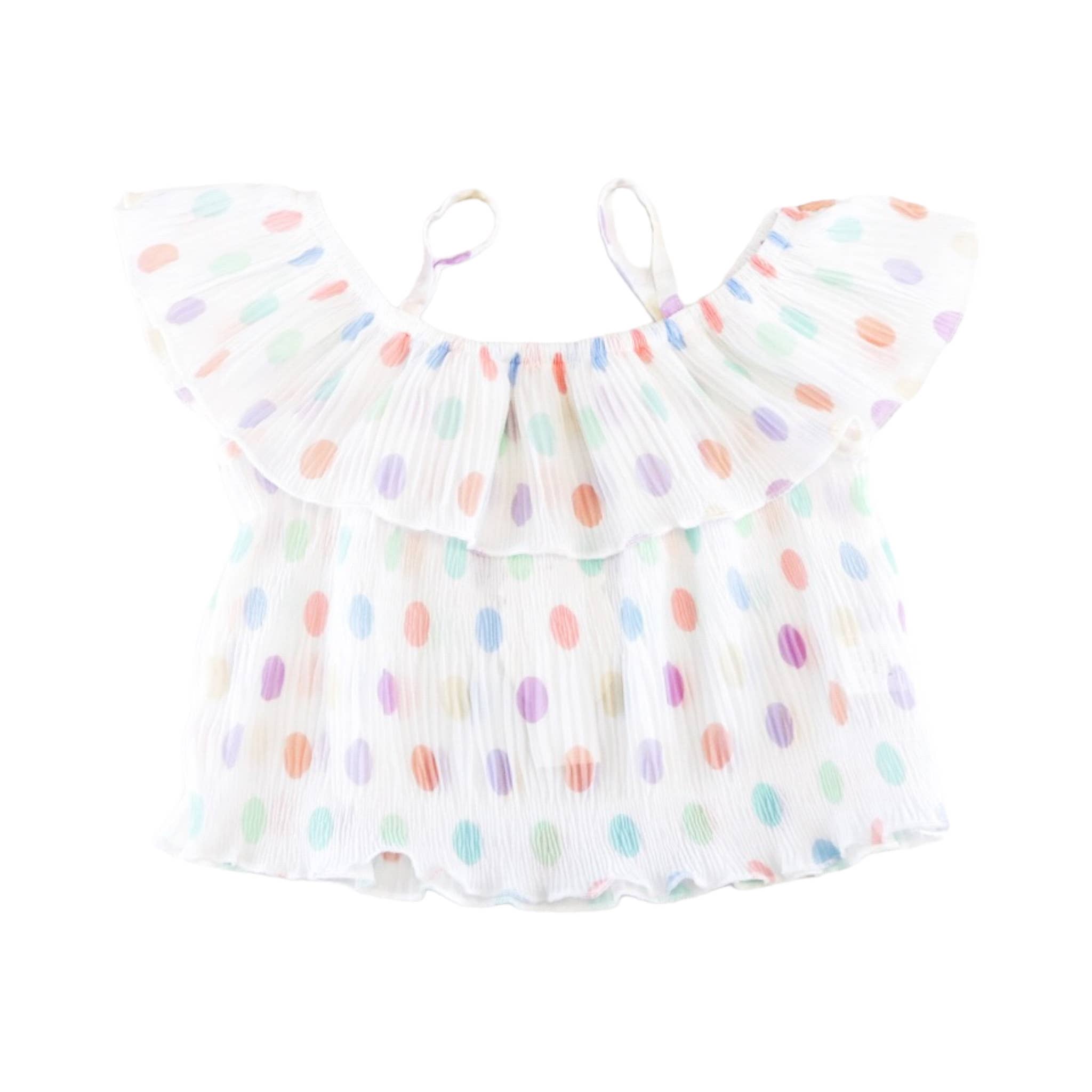 T  Dot Chiffon Pleat Blouse