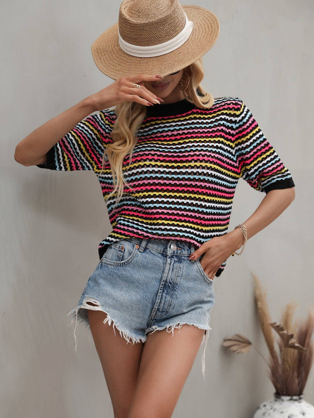Rainbow Knit Top