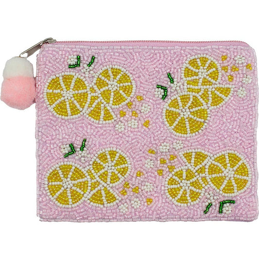 Lemon Beaded Pouch