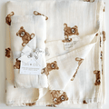 Bamboo Muslin Swaddle Blanket Teddy Bear