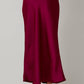 Cranberry Satin Midi Skirt