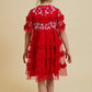 Robyn Red Christmas Embroidered Dress
