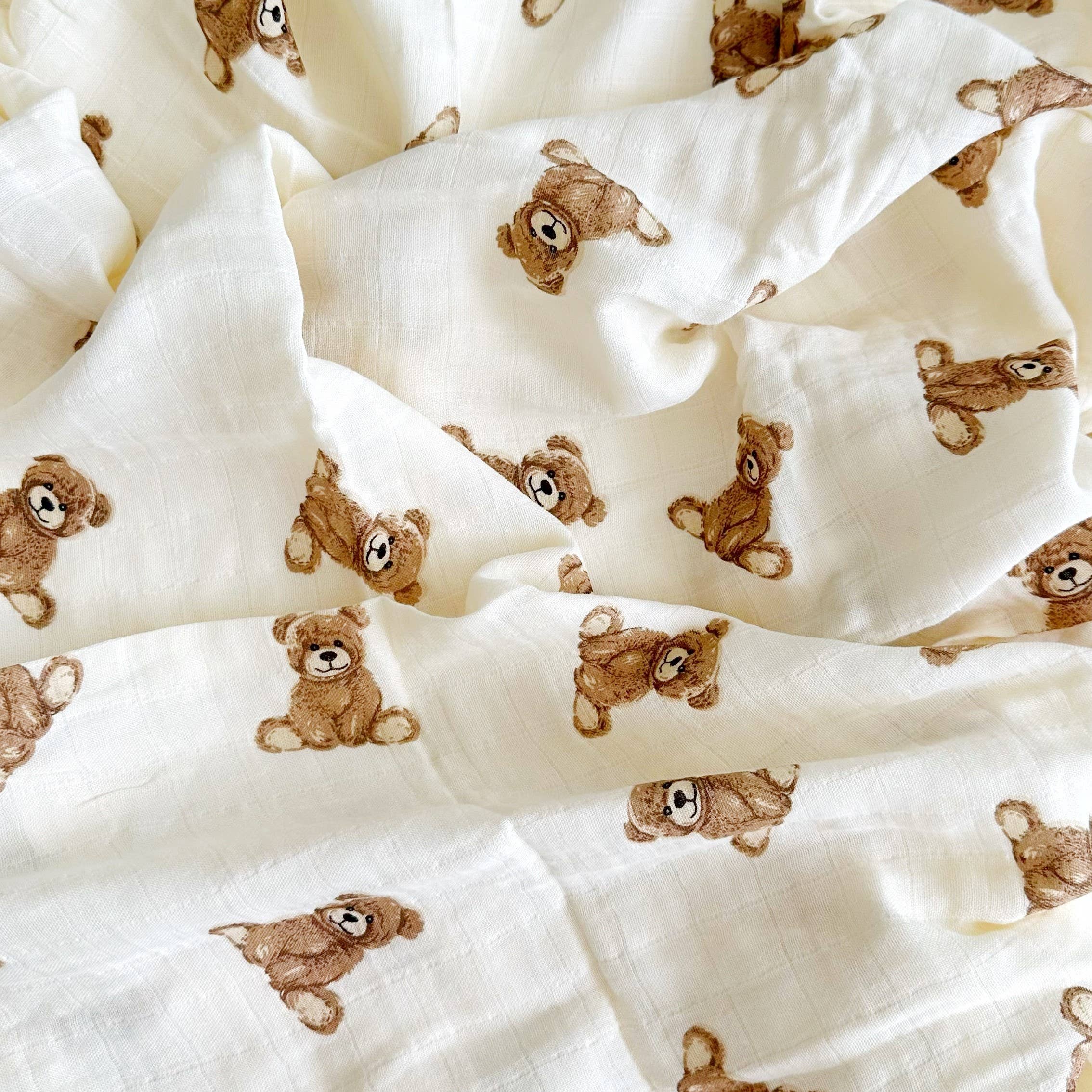 Bamboo Muslin Swaddle Blanket Teddy Bear