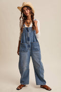 Wide-Leg Denim Overalls